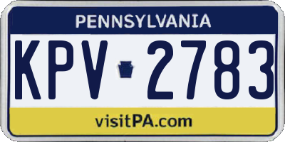 PA license plate KPV2783