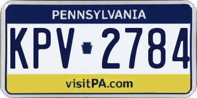 PA license plate KPV2784