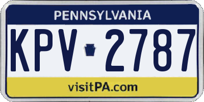 PA license plate KPV2787