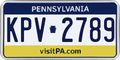 PA license plate KPV2789