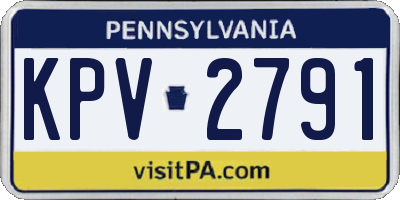 PA license plate KPV2791