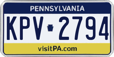PA license plate KPV2794