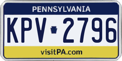 PA license plate KPV2796
