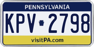 PA license plate KPV2798