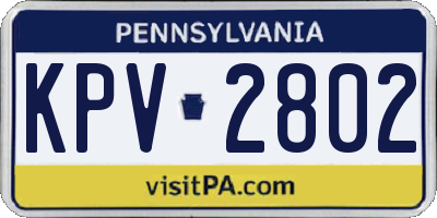 PA license plate KPV2802