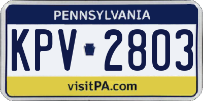 PA license plate KPV2803