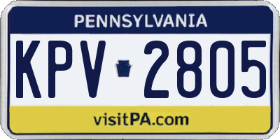 PA license plate KPV2805