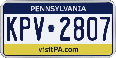 PA license plate KPV2807