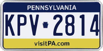 PA license plate KPV2814