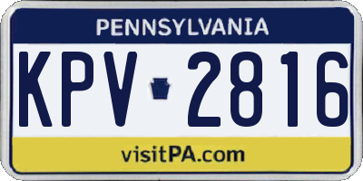 PA license plate KPV2816