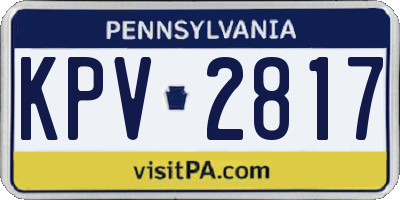 PA license plate KPV2817