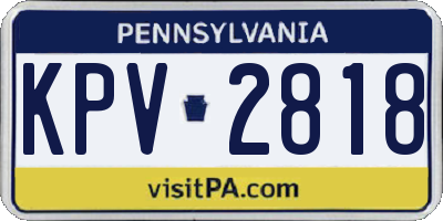 PA license plate KPV2818