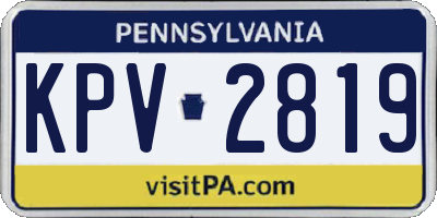 PA license plate KPV2819