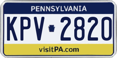 PA license plate KPV2820