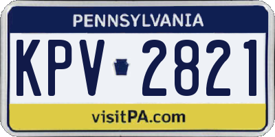 PA license plate KPV2821