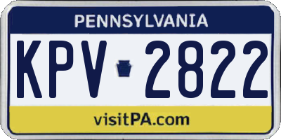 PA license plate KPV2822