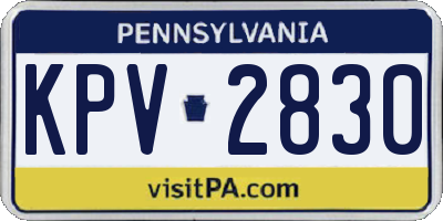 PA license plate KPV2830