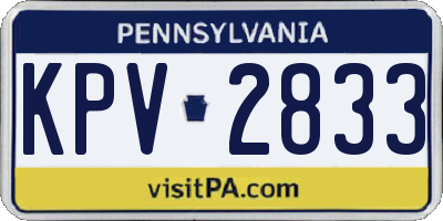 PA license plate KPV2833