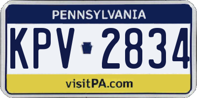 PA license plate KPV2834