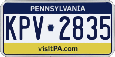 PA license plate KPV2835
