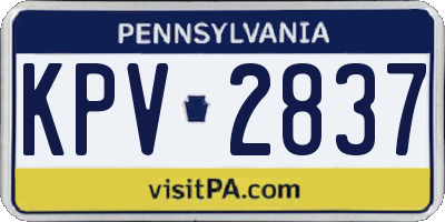 PA license plate KPV2837