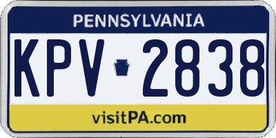 PA license plate KPV2838