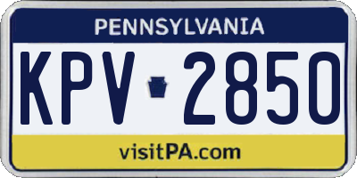 PA license plate KPV2850