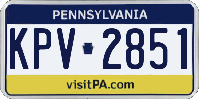 PA license plate KPV2851