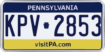 PA license plate KPV2853