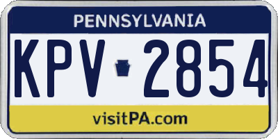 PA license plate KPV2854