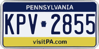 PA license plate KPV2855