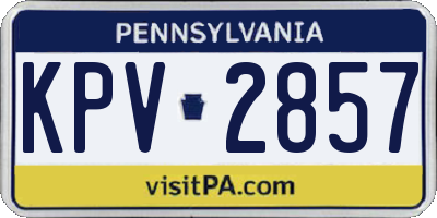 PA license plate KPV2857