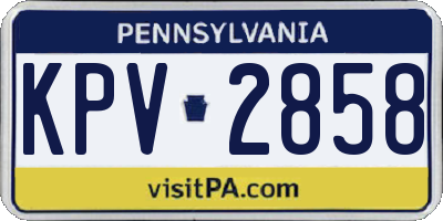 PA license plate KPV2858