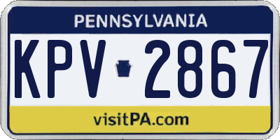 PA license plate KPV2867