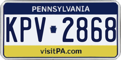 PA license plate KPV2868