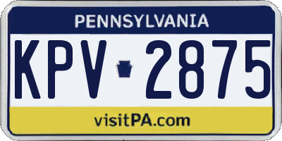 PA license plate KPV2875