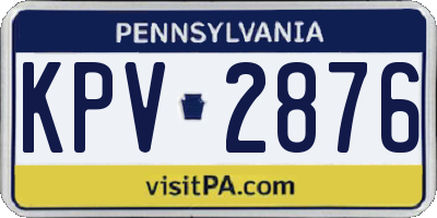 PA license plate KPV2876