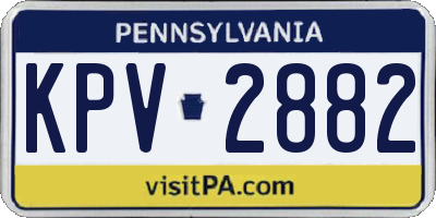 PA license plate KPV2882