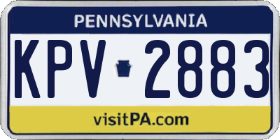 PA license plate KPV2883