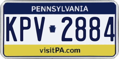 PA license plate KPV2884
