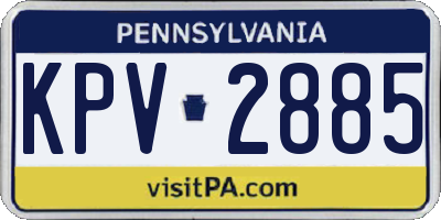 PA license plate KPV2885
