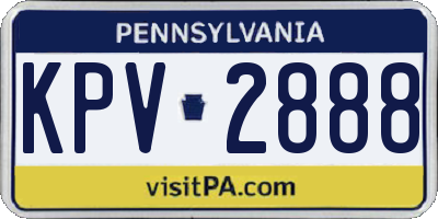PA license plate KPV2888