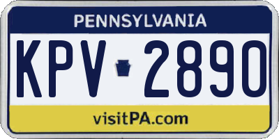 PA license plate KPV2890