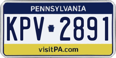 PA license plate KPV2891