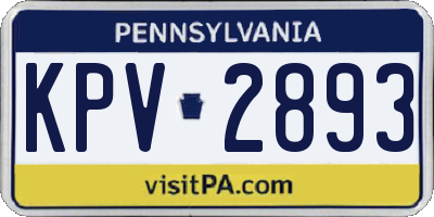PA license plate KPV2893