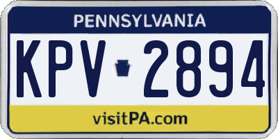 PA license plate KPV2894