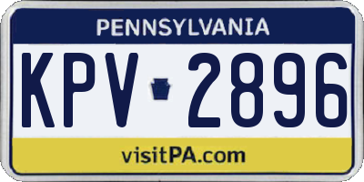 PA license plate KPV2896