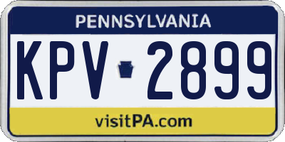 PA license plate KPV2899