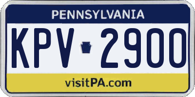 PA license plate KPV2900