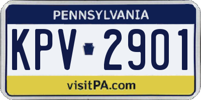 PA license plate KPV2901